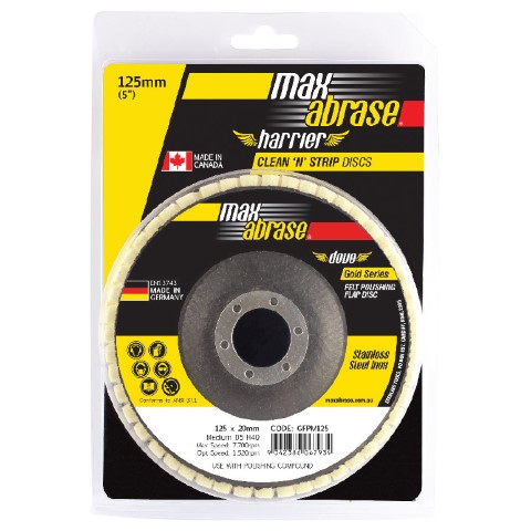 MAXABRASE CARDED POLISHING FLAP DISC GOLD 125MM MEDIUM